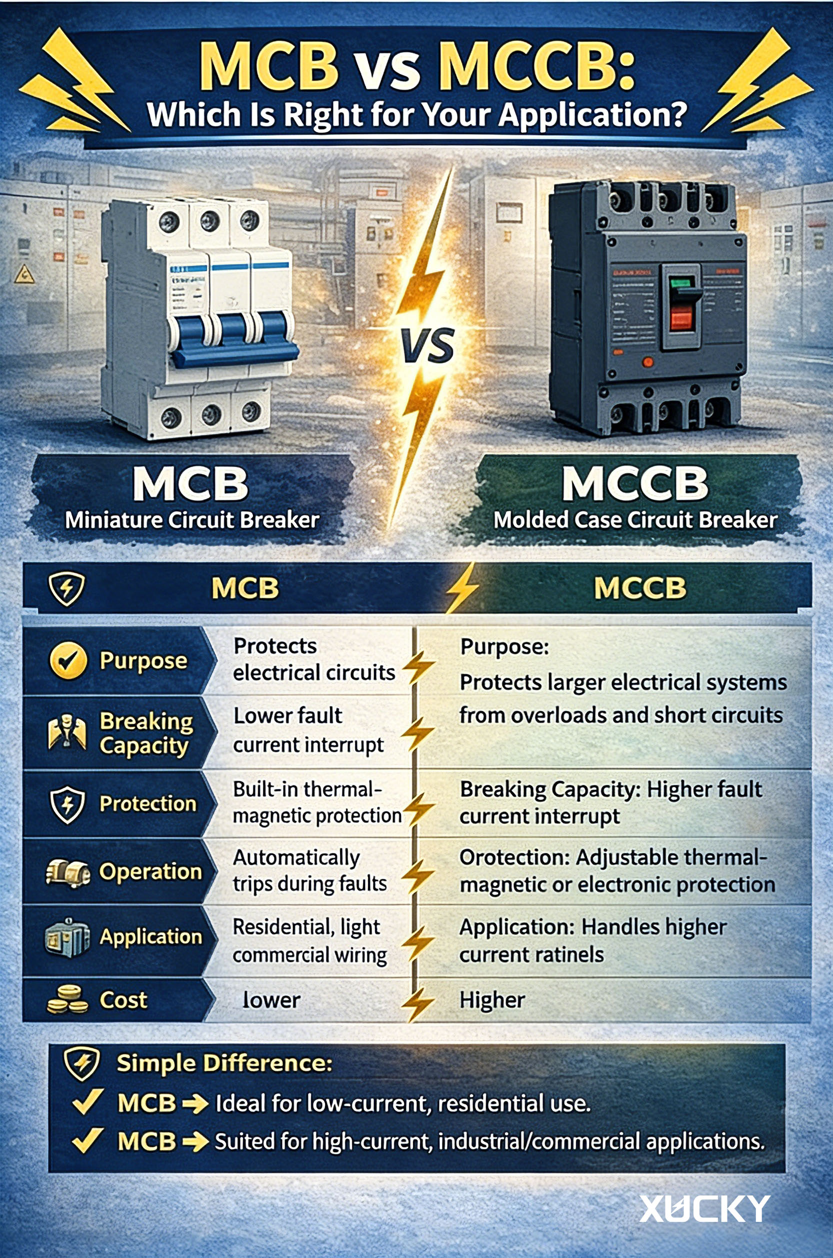 MCB kontra MCCB: melyik a megfelelő az Ön alkalmazásához?